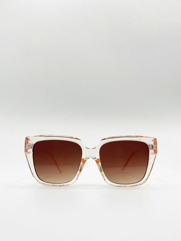 SVNX Crystal Frame Oversized Square Sunglasses