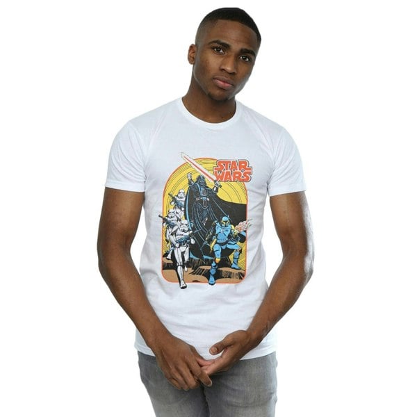 Star Wars Mens Vintage Comic Scene T-Shirt - White