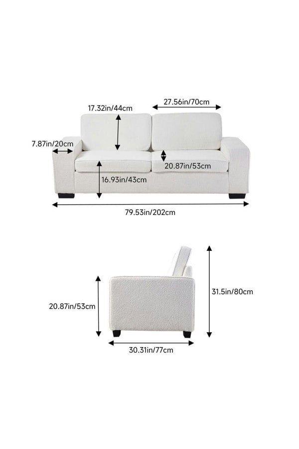 Living and Home Modern Teddy Fleece Upholstered Loveseat Sofa