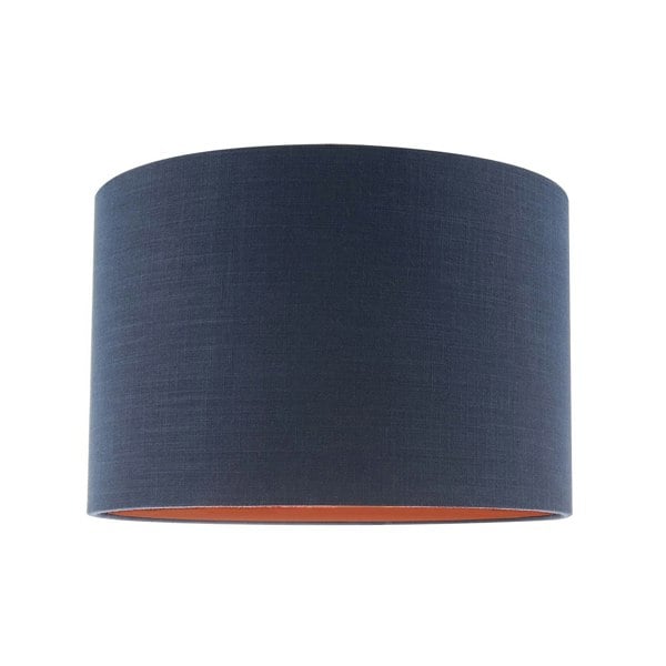 Modern Midnight Blue Cotton Lamp Shade with Brushed Gold Inner Lining Image 1