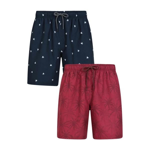 Mountain Warehouse Mens Aruba Swim Shorts (Pack of 2) - Burgundy - 