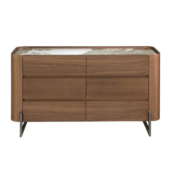 Angel Cerdá Chest of drawers walnut and metallic dark steel with porcelain marble top 7151