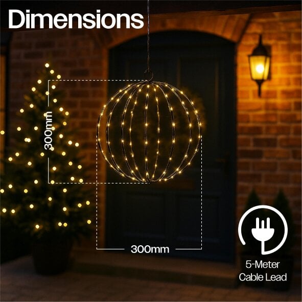 Scotts of Stow Xmas Haus Pre Lit LED Sphere with Micro LEDs 5m Lead Timer Power Supply