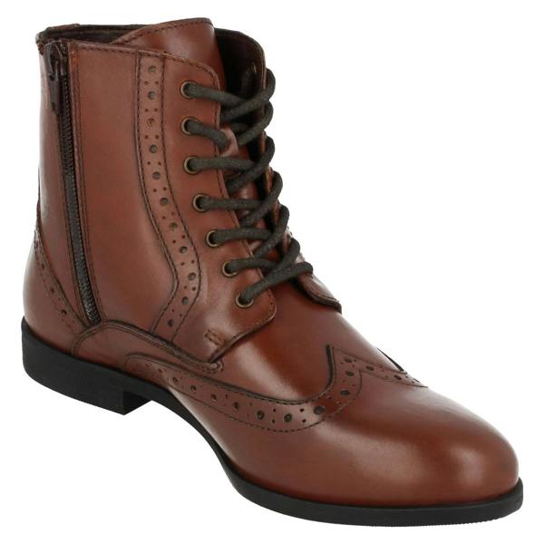Leather Collection Ladies Leather Collection Brogue Lace Up Detailed Boots F4456