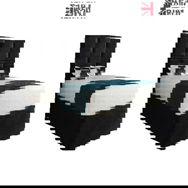 Casa Magna Caprio Upholserted Floorstanding Headboard With Divan Bed Frame - Black