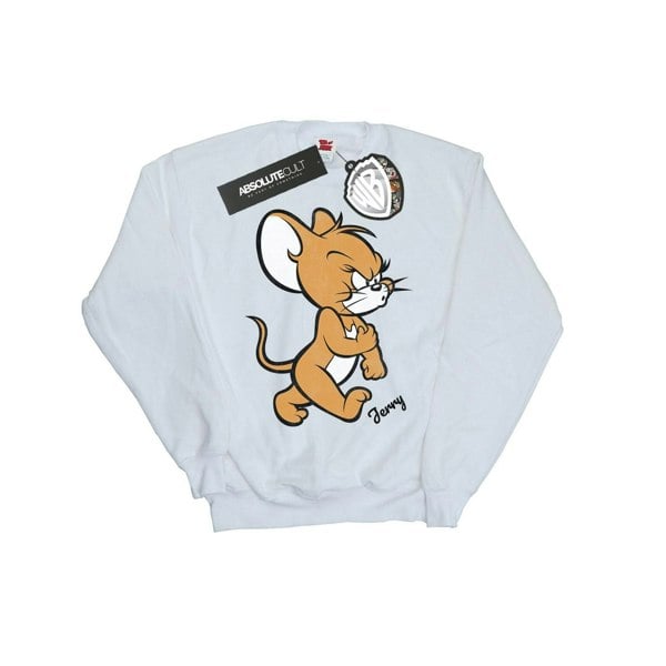 Tom and Jerry Mens Angry Mouse Cotton Sweatshirt - White