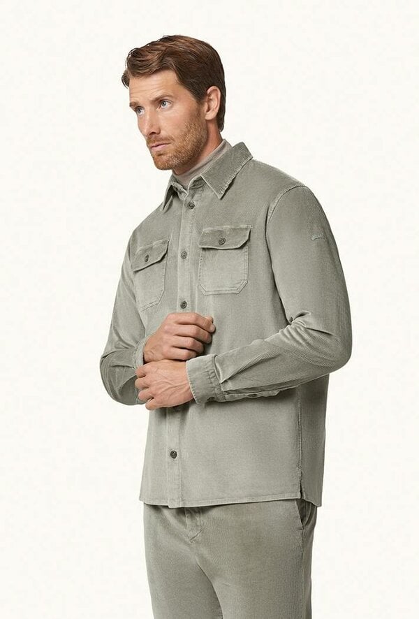 Paul & Shark Velvet Corduroy Overshirt - Grey