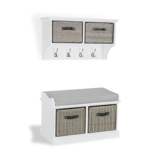Statement Furniture Tetbury Hallway Set with Storage Baskets, Coat Hooks and Cushion Seat