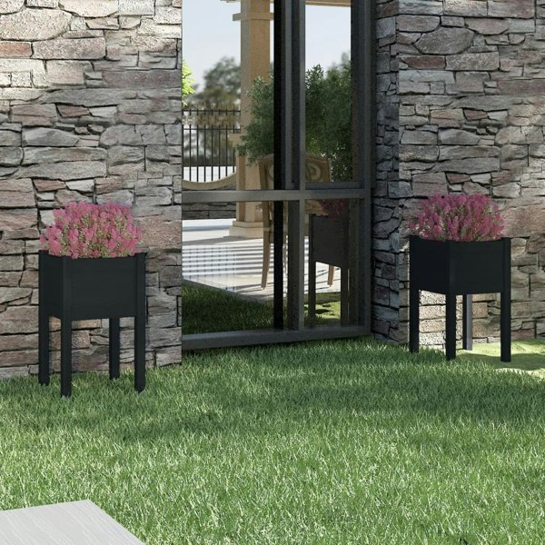 Berkfield Garden Planters 2 pcs Black 40x40x70 cm Solid Pinewood