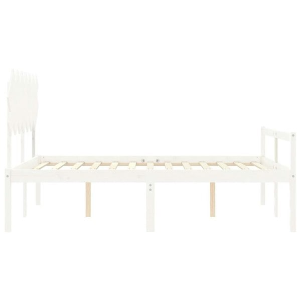 Berkfield Bed Frame with Headboard White 140x190 cm Solid Wood