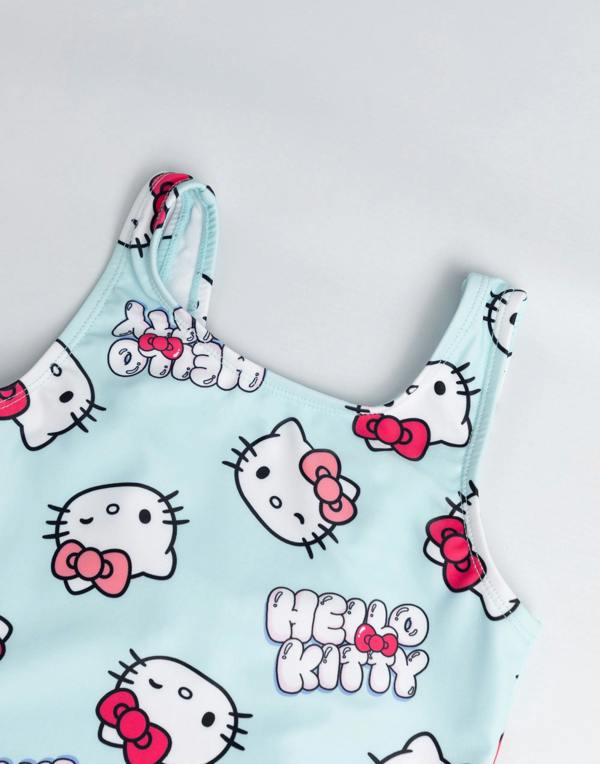 Vanilla Underground Hello Kitty Girls Blue Character AOP 1 Piece Swimming Costume