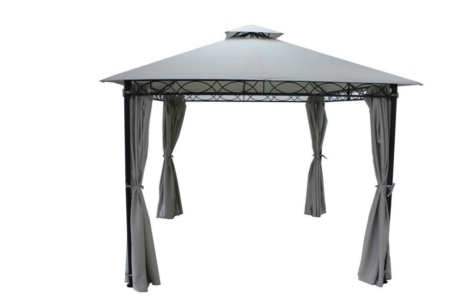 Marco Polo Garden Gazebo 3m x 4m with Curtains - Double Roof Design Grey The Garden Furniture Shop