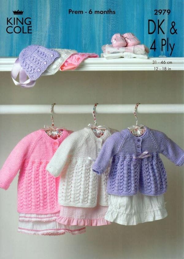 King Cole Baby Knitting Pattern 2979, Coats, Headwear for Baby, Premature - 6 Months - Intermediate