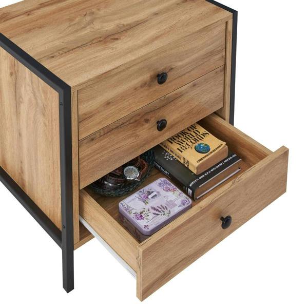 Timber Art Design Zahra Bedside Table Cabinet Bedroom Furniture Nightstand 3 Drawer