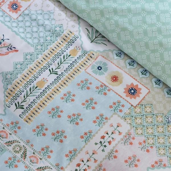 Folk Patchwork Green Duvet Cover Set