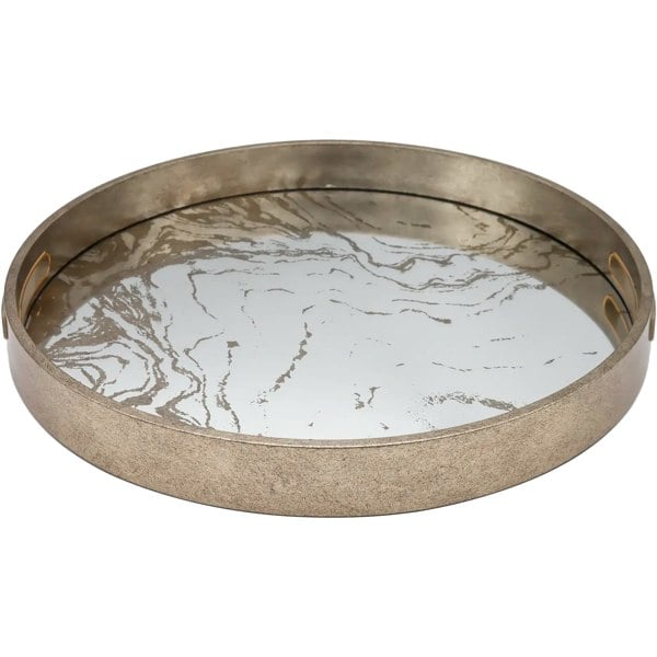 Maison des Cadeaux Round Marbling Decorative Coffee Table Tray