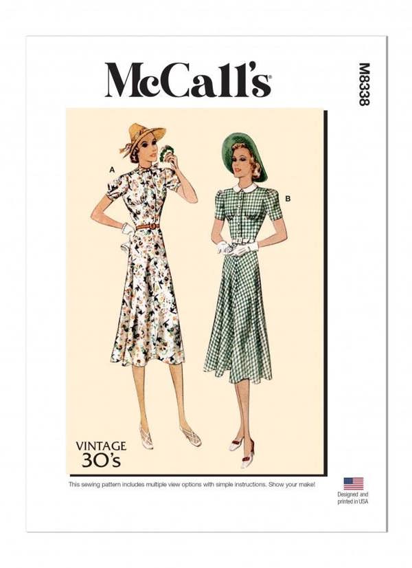 McCalls 8338 Paper Sewing Pattern – Women's Vintage Dress & Belt, Easy