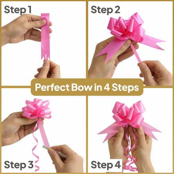 50mm Hot Pink Pull Bows, Pack Sizes 10 to 60, for Gift Wrap, Hampers and Displays image 5