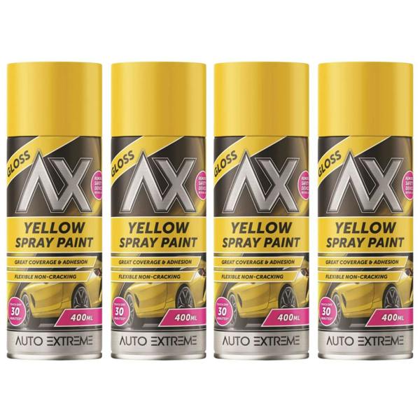 Auto Extreme 4X Auto Extreme Yellow Gloss Spray Paint 400ml