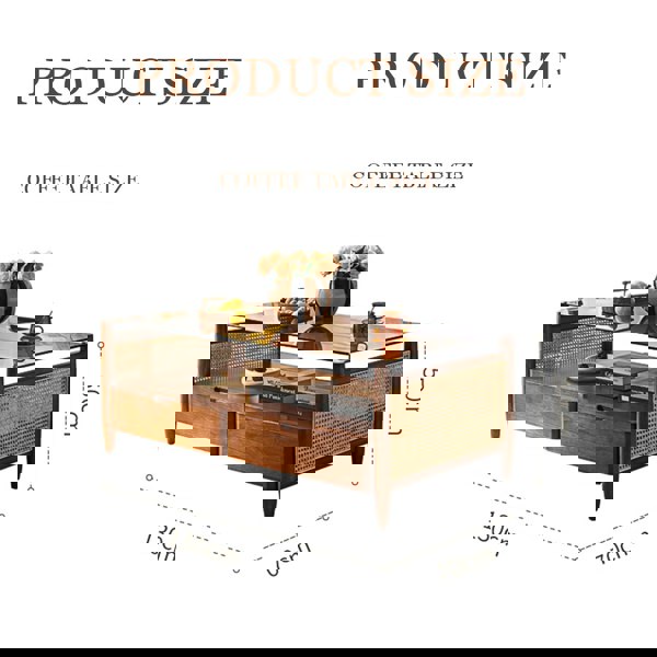 Pamela Wood Coffee Table, Rattan-Weilai Concept-Coffee Table 130cmx70cm-Weilai Concept