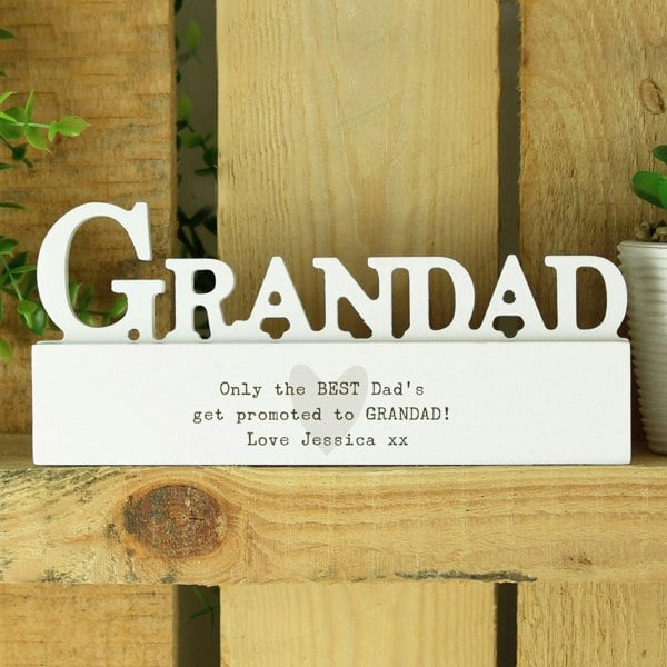 Personalised Memento Company Personalised Free Text Heart Wooden Grandad Ornament