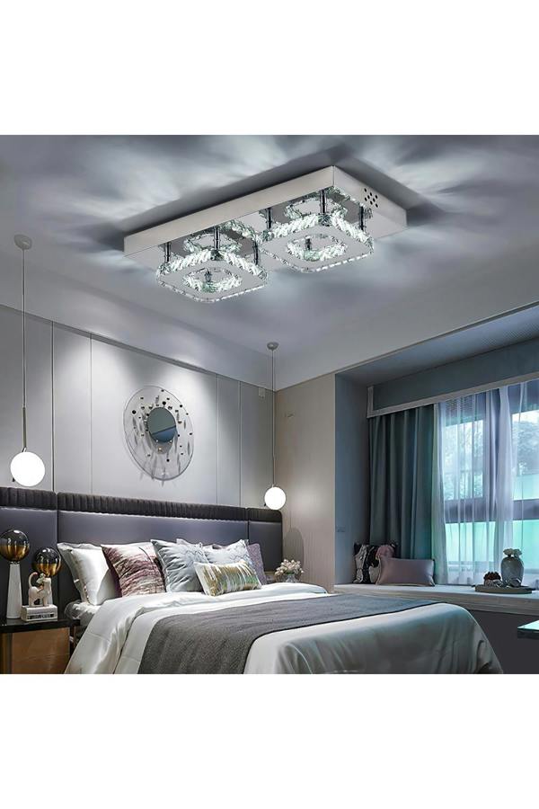 Living and Home Glam Crystal Square Ceiling Light
