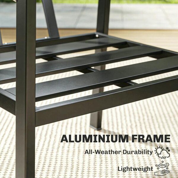 Aluminium Garden Furniture Set, 4 Seater Outdoor Patio Furniture with Loveseat, 2 Armchairs, Slatted Table