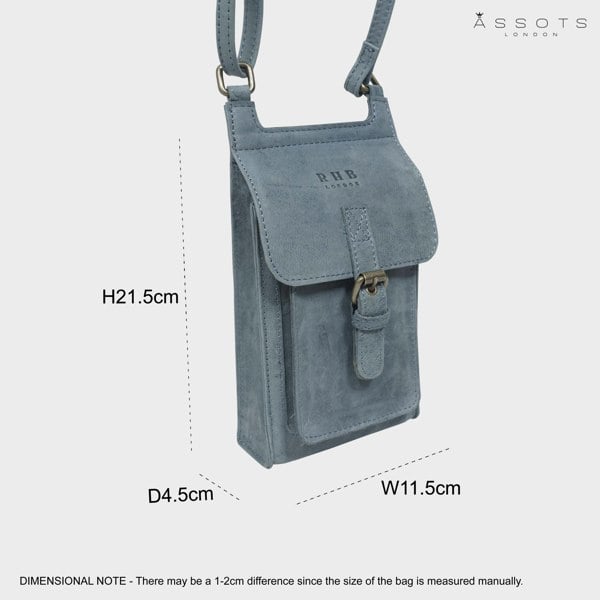 Real Hide Bags 'MYLA' Denim Distressed Real Leather Mobile Phone Crossbody Bag