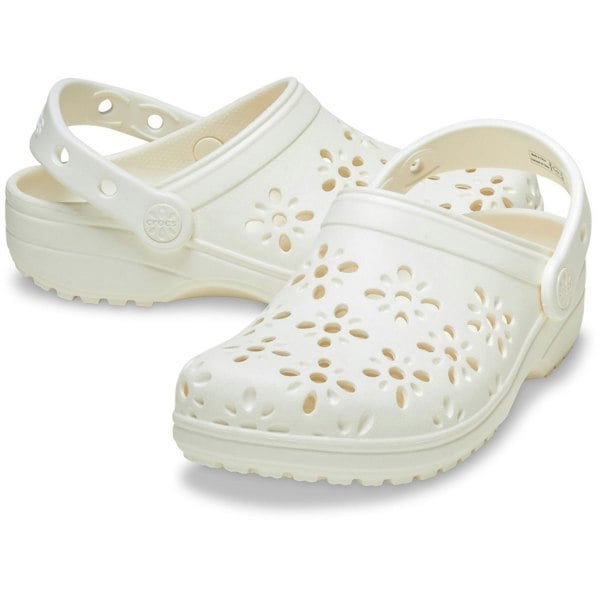 Crocs Classic Floral Cut Out Thermoplastic Chalk Clogs