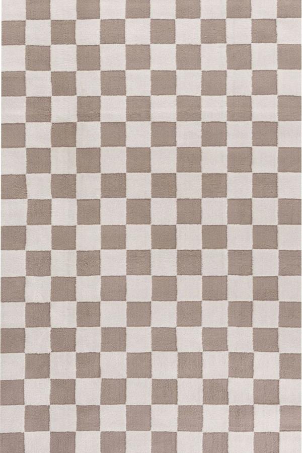Loft Checkerboard Beige Rug, Easy to clean, Underfloor heating.
