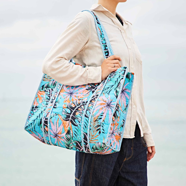 Paper High Reversible Tropical Print Quilted Cotton Tote Bag