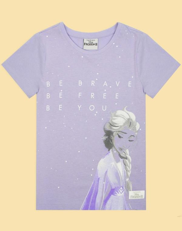 Disney Girls Purple Elsa Short Sleeved T-Shirt
