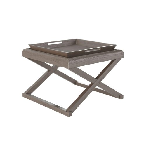 Wyld Haus Lucca Grey Aged Oak Cross Frame Tray Side Table