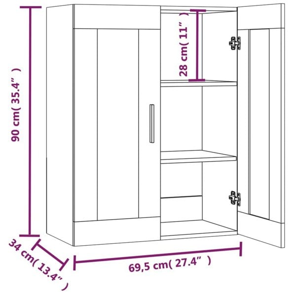 Berkfield Hanging Wall Cabinet White 69.5x34x90 cm