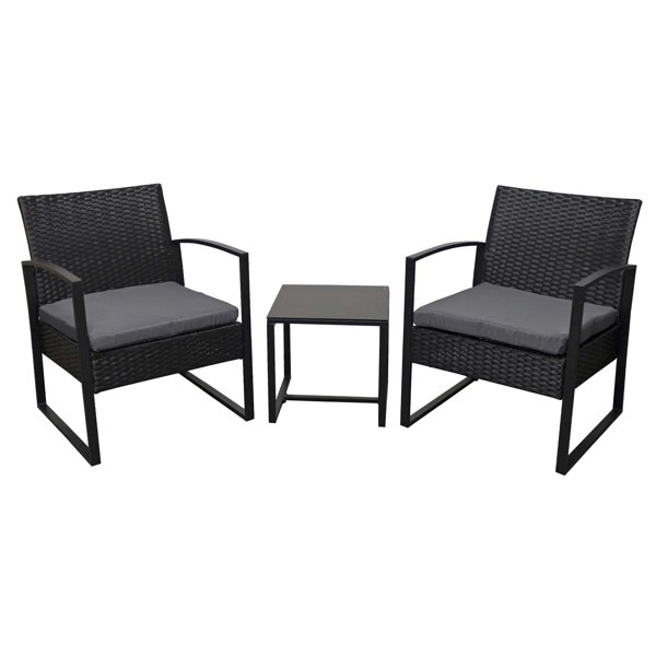 Oseasons Cumberland KD Rattan 2 Seat Tea for Two Set in Black