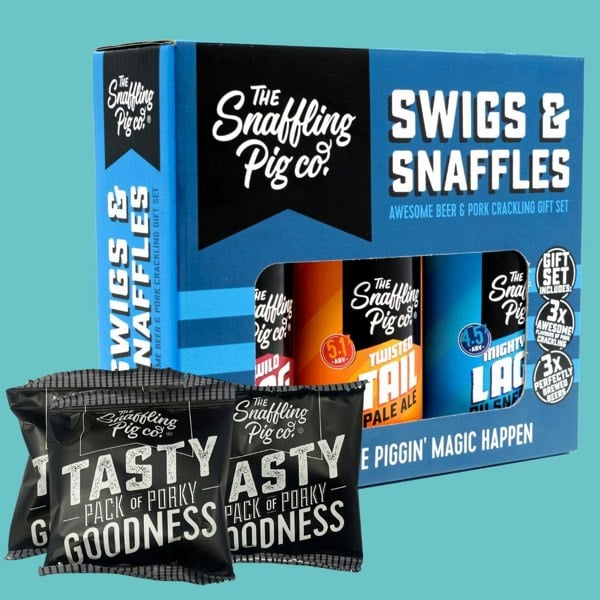 The Snaffling Pig Co Swigs & Snaffles -  Beer & Pork Crackling Gift Set