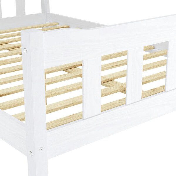 Wyld Haus Tralee White Washed Wooden 4ft6 Double Bed with Slatted Headboard and Footboard