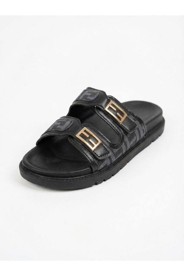 Willow Patterned Buckle Sandals - White
