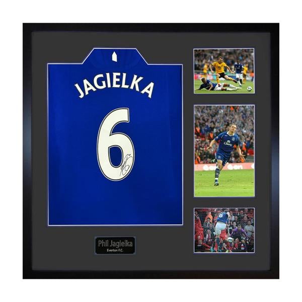 Phil Jagielka Signed Everton Shirt Elite Frame
