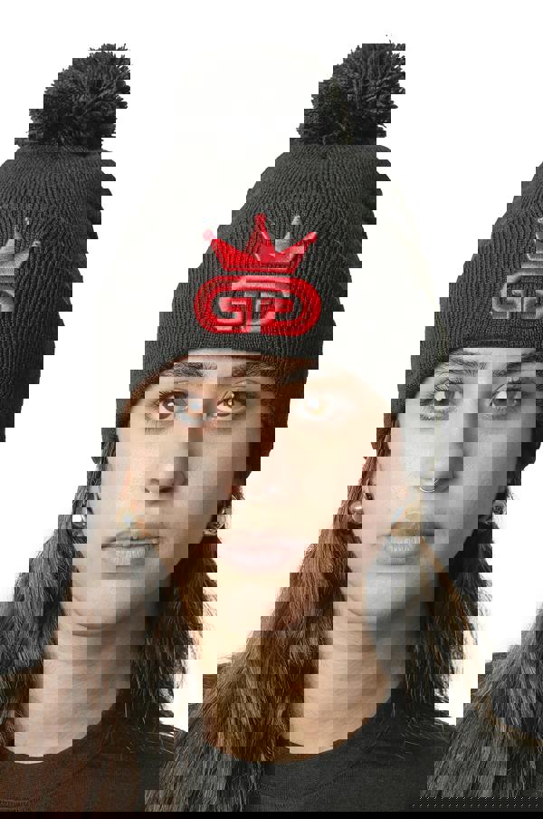 God Given Talent GGT Red Logo Black Bobble Woolly Hat