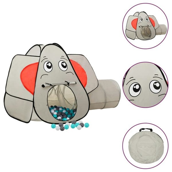 Berkfield Elephant Children Play Tent with 250 Balls Grey 174x86x101 cm
