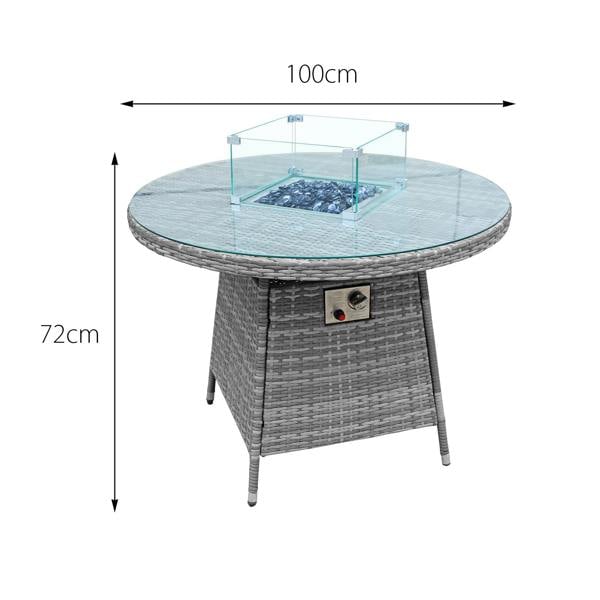 windsor rattan 4 seat firepit dining set in mixed grey