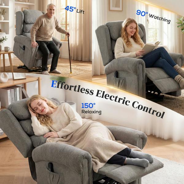 HOMCOM Power Lift Recliner Chair for Elderly with Remote Control, Dark Grey