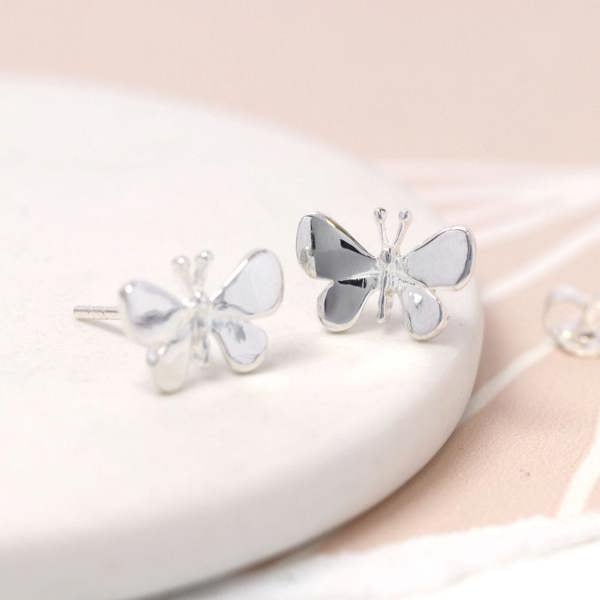 Antonia York Butterfly Earrings Dainty Small Sterling Silver Minimalist Studs