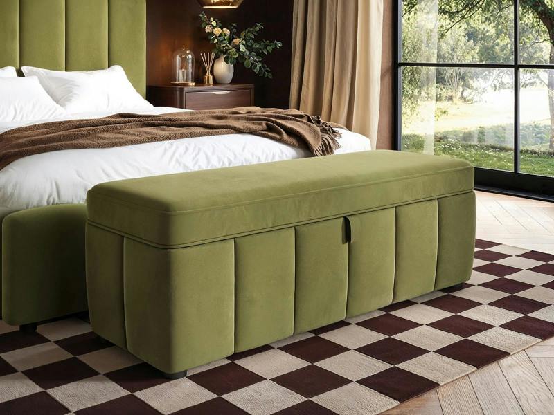 Emilie Green Velvet Blanket Box