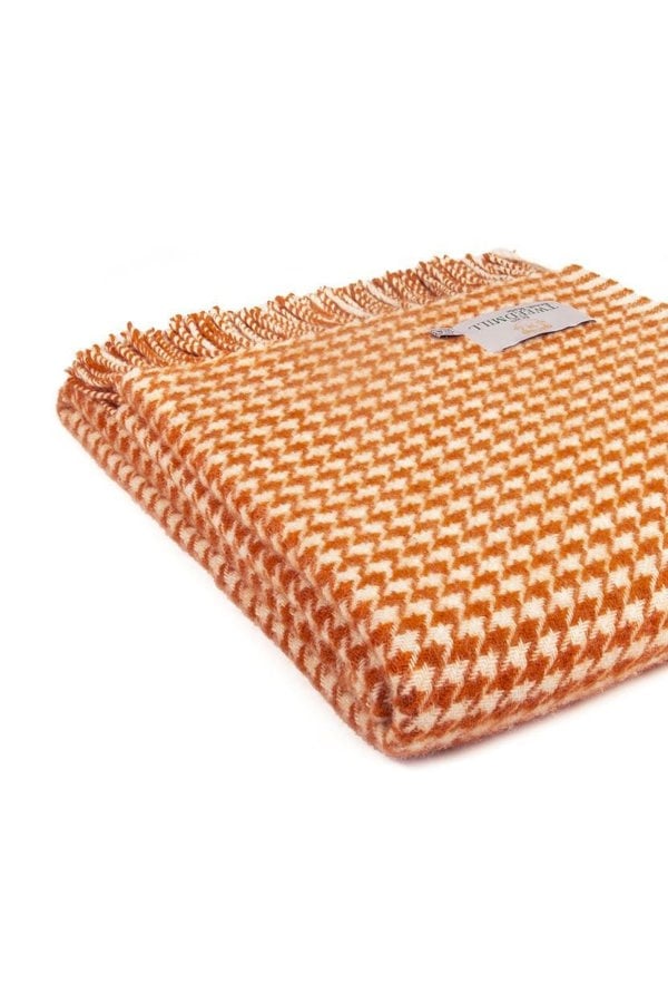 HomeSpace Direct Houndstooth Wool Throw Over Blanket 100% Pure British New Wool