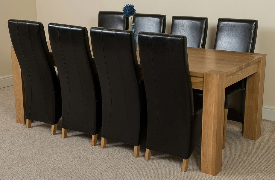 That's Furniture Kuba Extra Large Oak Dining Table with Lola Leather Chairs