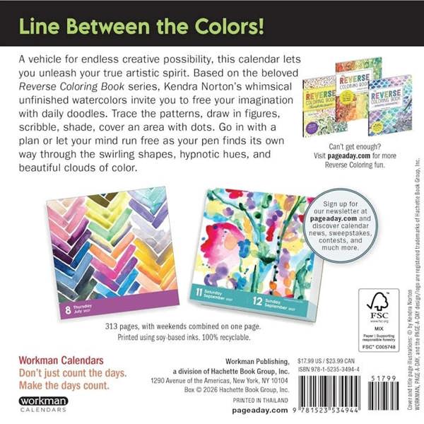 A Year of Reverse Colouring Desk Calendar 2027, Desk Calendars, Day To View, Art, Gift