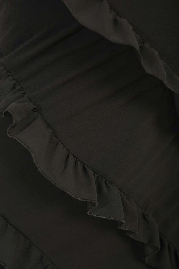 Gracie V-neck Tiered Ruffle Backless Maxi Dress - Black