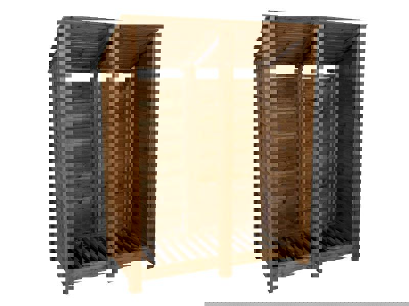 Arbor Garden Solutions Wooden Log Store (Roof Sloping Back) W-146cm, H-126cm or 180cm, D-88cm - Brown Finish